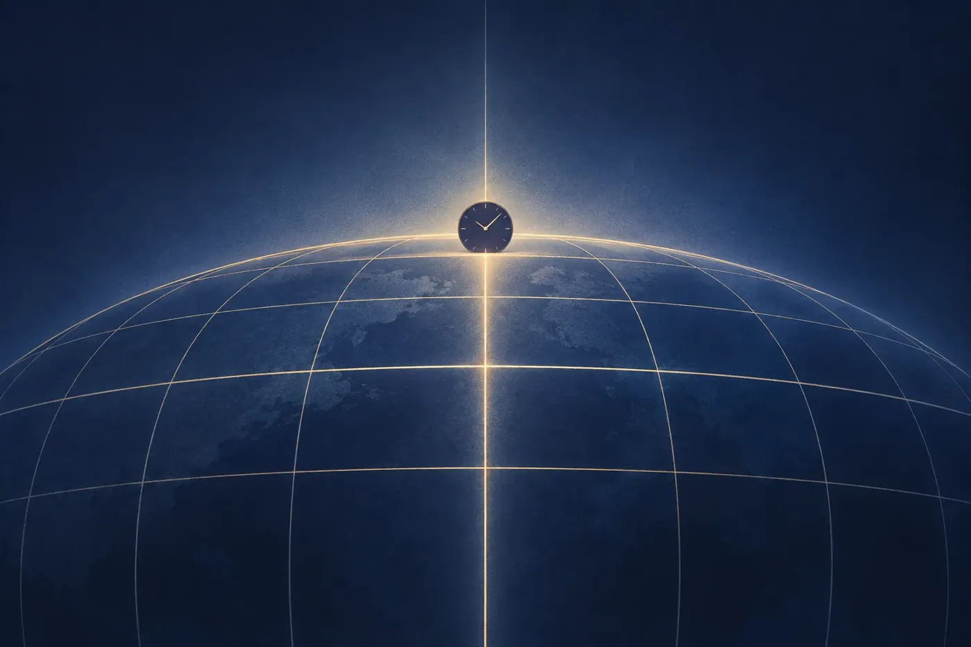 Illustration of a globe with a highlighted meridian line
