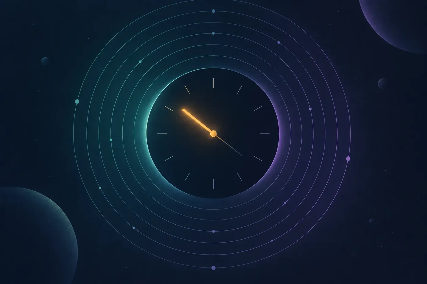 Illustration of a time zone dial marked with UTC offset lines
