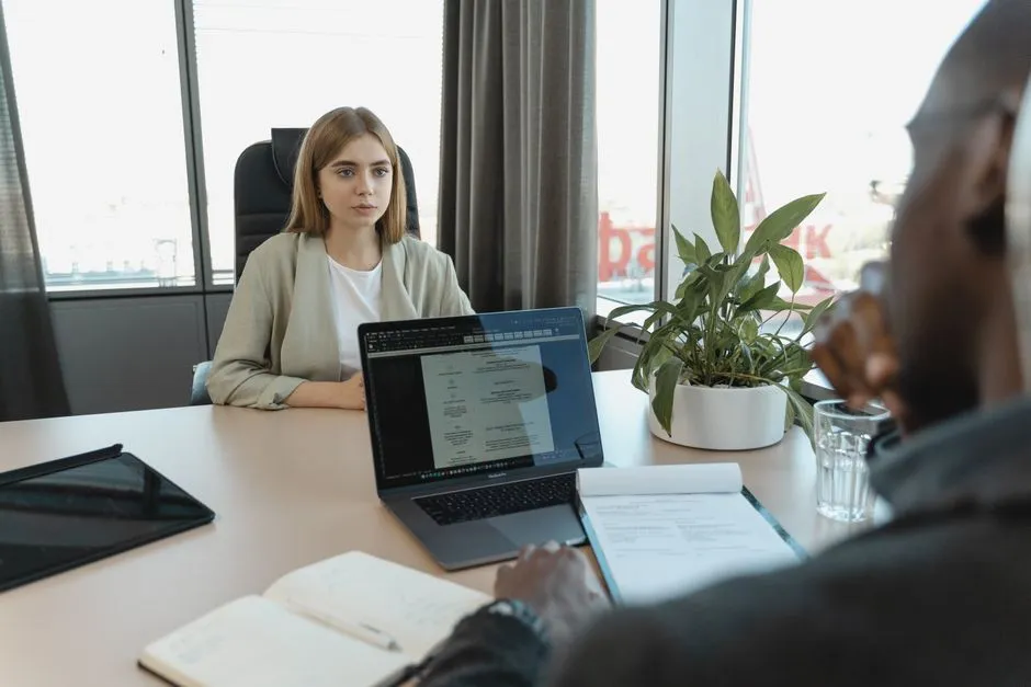 A candidate taking part in a remote video job interview